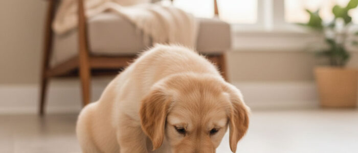 Golden Retriever Puppy eating
